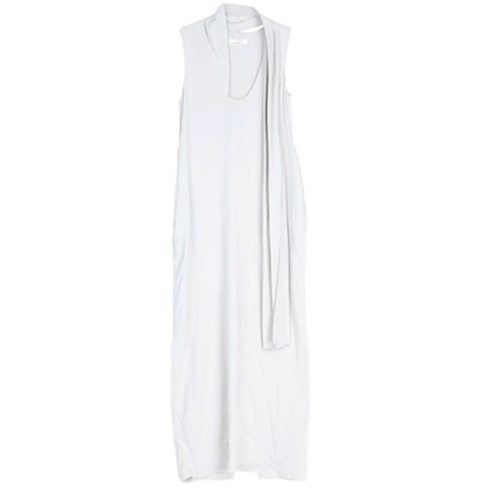 NWT Beautiful Grey Dress with lovely shape, scarf feature